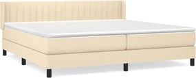vidaXL Pat box spring cu saltea, crem, 200x200 cm, textil