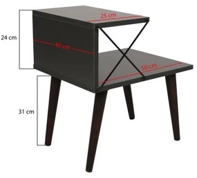 Noptieră CROSS 55x50 cm antracit