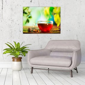 Tablou pe sticlă - Natura moartă, ceai (70x50 cm)