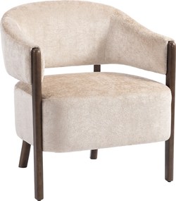 HOMCOM Fotoliu Elegante Tapițat cu Catifea Chenille și Cadru din Lemn Masiv, Fotoliu Modern pentru Living și Dormitor, Bej | Aosom Romania