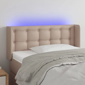 3123313 vidaXL Tăblie de pat cu LED, cappuccino 83x16x78/88 cm piele ecologică