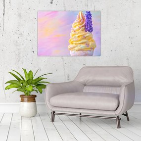 Tablou pe sticlă - Înghețată cu lavandă (70x50 cm)
