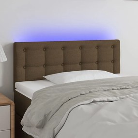 3122031 vidaXL Tăblie de pat cu LED, maro închis, 90x5x78/88 cm, textil
