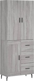 vidaXL Dulap înalt, gri sonoma, 69,5x34x180 cm, lemn compozit
