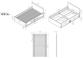 Pat de o persoană 120 cm Been 17 ( cu somieră). 741032