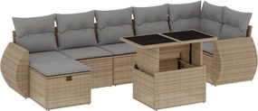 vidaXL Set canapele de grădină, 8 piese, cu perne, bej, poliratan