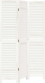 vidaXL Paravan cameră 3 panouri, alb, lemn masiv paulownia