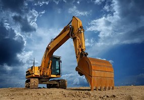 Ilustrație Yellow Excavator at Construction Site, narvikk