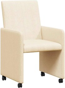 vidaXL Scaune de dining cu roți cu roți 2 pcs Crem 57 x 66 x 94 cm