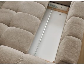 Colțar taupe extensibil/cu spațiu de depozitare cu tapițerie din chenille (cu colț pe partea stângă/în formă de ”L”) Everest – Bobochic Paris