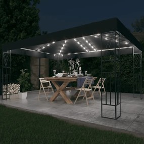 Pavilion cu sir de lumini LED, antracit, 3x4 m, tesatura Antracit, 3 x 4 m