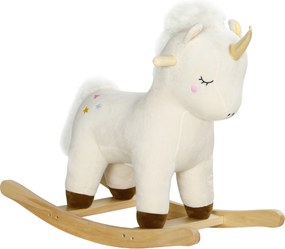 AIYAPLAY Cal Balansoar pentru Copii 2-4 Ani în Formă de Unicorn cu Sunete și Înveliș Moale, 63x33x56 cm, Alb | Aosom Romania