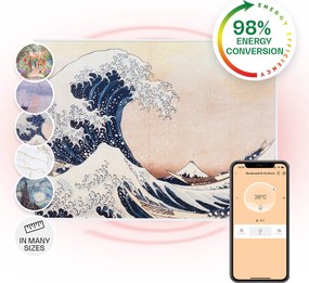 Klarstein Wonderwall Air Art Smart, încălzitor cu infraroșu, 80 x 60 cm, 500 W, aplicație, valuri albastre