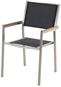 Set de masă pentru grădină Grosso (piatră naturală) (scaune negre). 1011625