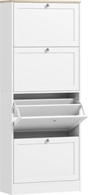 HOMCOM Dulap Îngust pentru Pantofi cu 3 Sertare și Rafturi Reglabile pe 2 Niveluri, 60x23,5x115 cm, Negru | Aosom Romania