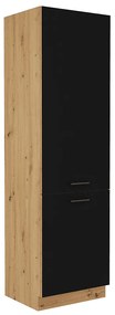 Dulap pentru frigider Monro 210 cm stejar artizan si negru mat