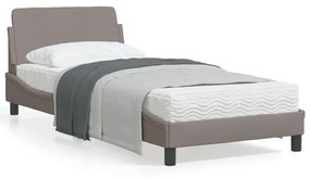 373089 vidaXL Cadru de pat cu tăblie, gri taupe, 90x190 cm, textil