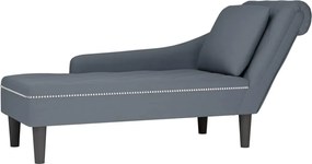 vidaXL Șezlong cu pernă și cotieră dreaptă, gri închis, catifea