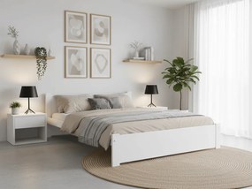 Pat dublu Culoare alb, IKAROS 140 x 200 cm Saltele: Cu saltele Somnia 18 cm, Somiera pat: Fara somiera