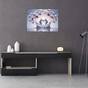 Tablou pe sticlă - Inimă de diamant (70x50 cm)