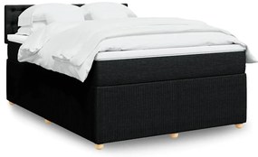 vidaXL Pat box spring cu saltea, negru, 140x190 cm, textil