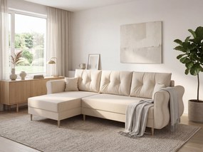 Canapea extensibila de colt SILVIANO, crem, reversibila, 230x140 cm