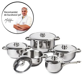 Set oale inox cu capac inox 4Home Destiny, 10 piese