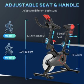 HOMCOM Bicicleta pentru Antrenament Aerobica cu Display LCD, Negru si Rosu | Aosom Romania