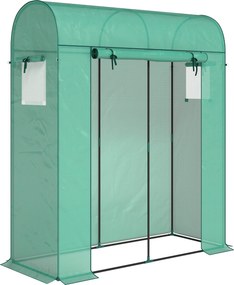 Outsunny Sera de Balcon cu Ușă și Ferestre Rulante, Sera pentru Grădină cu Structură din Oțel și Acoperiș PE, pentru Plante, Legume, Flori, Fructe, Anti UV, 170x68x200 cm, Verde | Aosom Romania