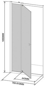 Ușă de duș reglabilă flexibilă 76-91x185 cm