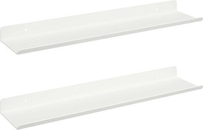 vidaXL Raft suspendat Pe perete 2 pcs Alb 100 x 9 x 2,5 cm Oțel