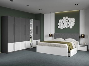 Set mobila dormitor 4 piese Gri/Alb Shape C16