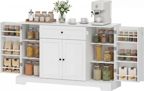 HOMCOM Bufet bucătărie, mobilier de depozitare cu sertar, 4 uși cu închidere silențioasă, rack-uri pe ușă și rafturi reglabile, alb | Aosom Romania