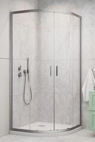 Cabina de dus semirotunda cu usi glisante Radaway Alienta 80x80 cm nichel periat-transparent