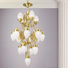 Candelabru cu 17 brate, elegant design LUX Budapest, bronz LU 1440/4+8+4+1 bronze/376 klar-matt OR