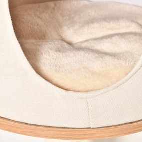 PawHut Copac pentru Pisici de Perete 38x30x149 cm cu Multiple Platforme din Lemn Vizuini Pat Superior Pernă Detașabilă Stâlpi Zgârietoare din Sisal Turn de Cățărat Bej și Stejar | Aosom Romania