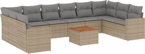 vidaXL Set canapele de grădină, 11 piese, cu perne, bej, poliratan