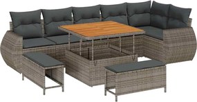 vidaXL Set de canapele pentru grădină 9 pcs Gri poliratan