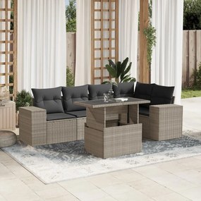 vidaXL Set canapele de grădină cu perne, 6 piese gri deschis poliratan