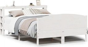 vidaXL Cadru de pat fără saltea, alb, 120x190 cm, lemn masiv pin