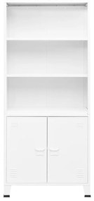 339632 vidaXL Bibliotecă tip industrial, alb, 80x32x180 cm, oțel