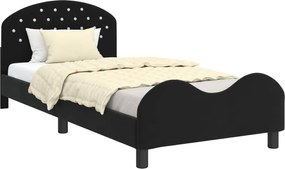 vidaXL Cadru de pat pentru copii cu spătar Negru 90 x 190 cm Catifea