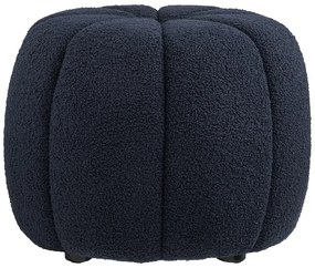 Taburet albastru închis cu tapițerie din țesătură bouclé Paisley – House Nordic