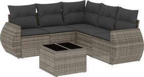vidaXL Set mobilier grădină cu perne, 6 piese, gri, poliratan