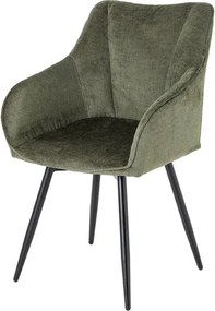 Set de 2 scaune pivotante, Metal Negru, Chenille Verde, AVIGNON A-46472 VC