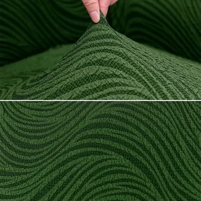Set 6 huse elastice pentru scaune, cu volanas, model Jacquard Verde in dungi