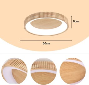 Brilagi - Plafonieră LED FALCON WOOD MODERN, 40 W, 230 V, Ø 60 cm, lemn