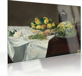 Tablou pe sticlă - Edouard Manet, Still Life with Melon and Peaches, reproducere (70x50 cm)