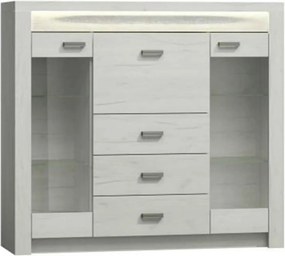 Comoda INFINITY I-08, frasin alb, PAL melaminat, 137x42x122 cm