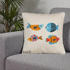 Perna Decorativa Pesti Acuarela, 40x40 cm, Bej Canapea, Husa Detasabila, Perna Inclusa, BEKZ®